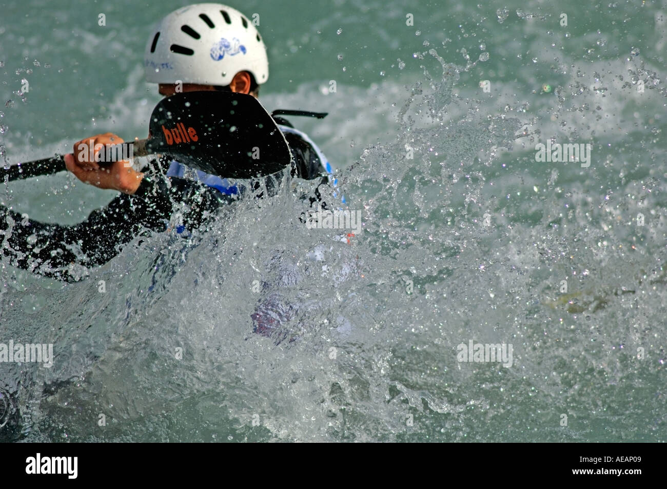 Acqua Bianca canoe kayak francese ai campionati nazionali di bourg st maurice savoie Foto Stock