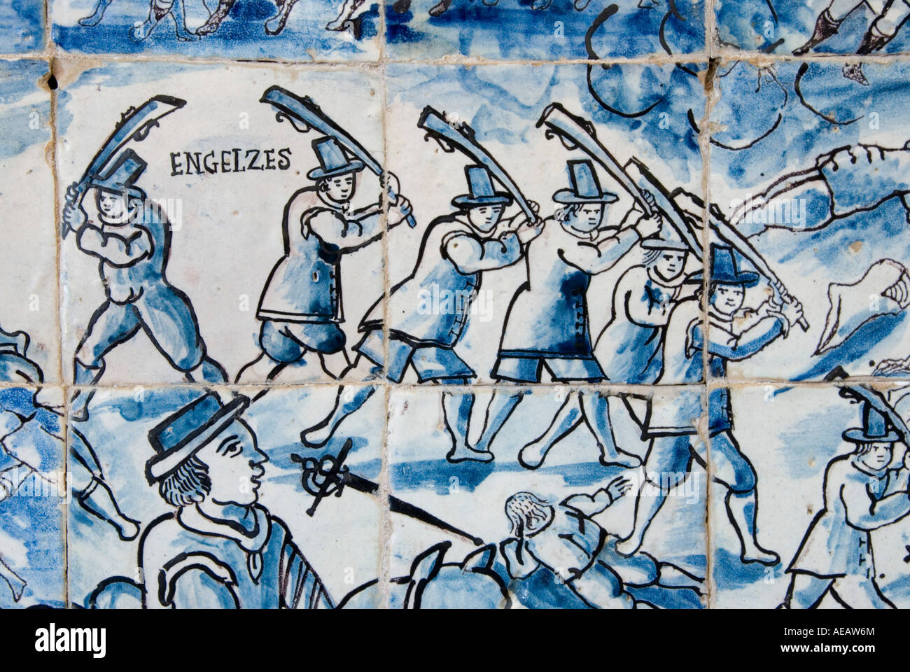 Palacio dos Marchesi da Fronteira, Lisbona, Portogallo. Inglese mercenari lottando per il restauro della guerra contro la Spagna, c1660 Foto Stock