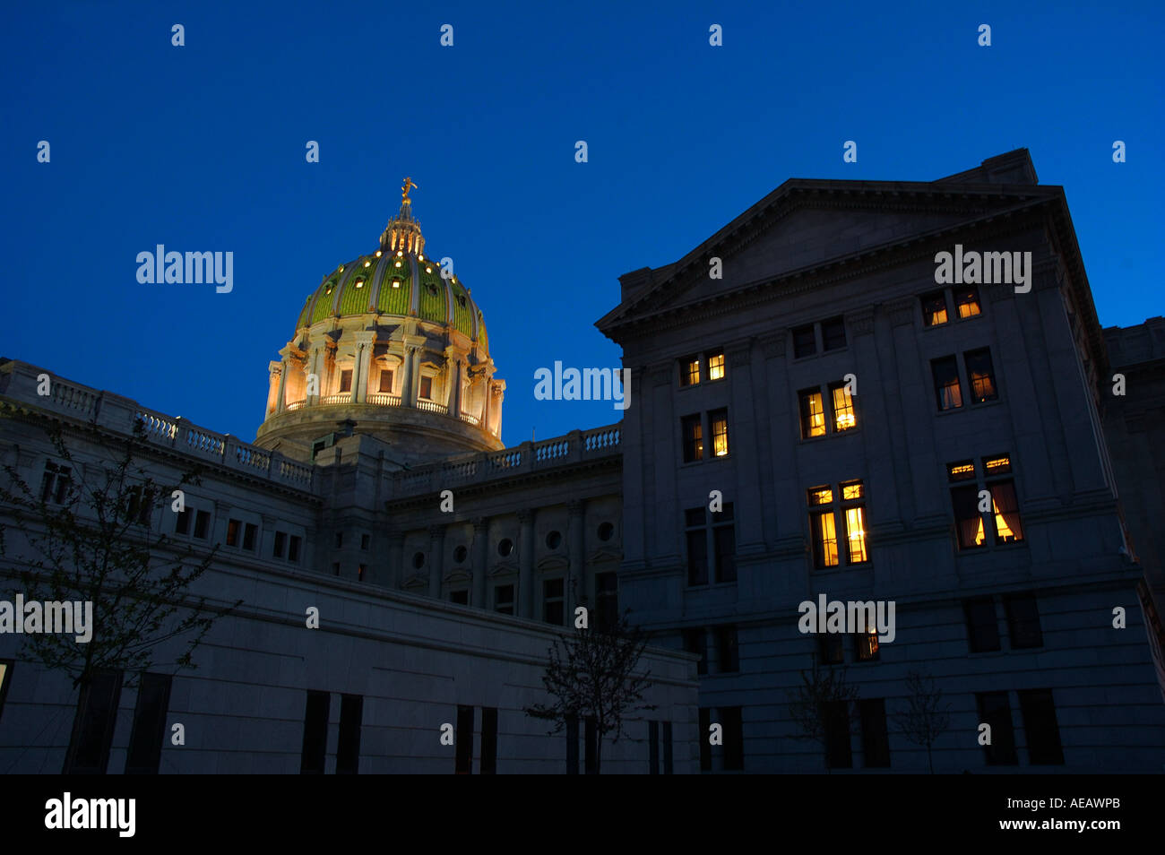 Pennsylvania State Capitol, Harrisburg, PA, Stati Uniti d'America - Sera Foto Stock