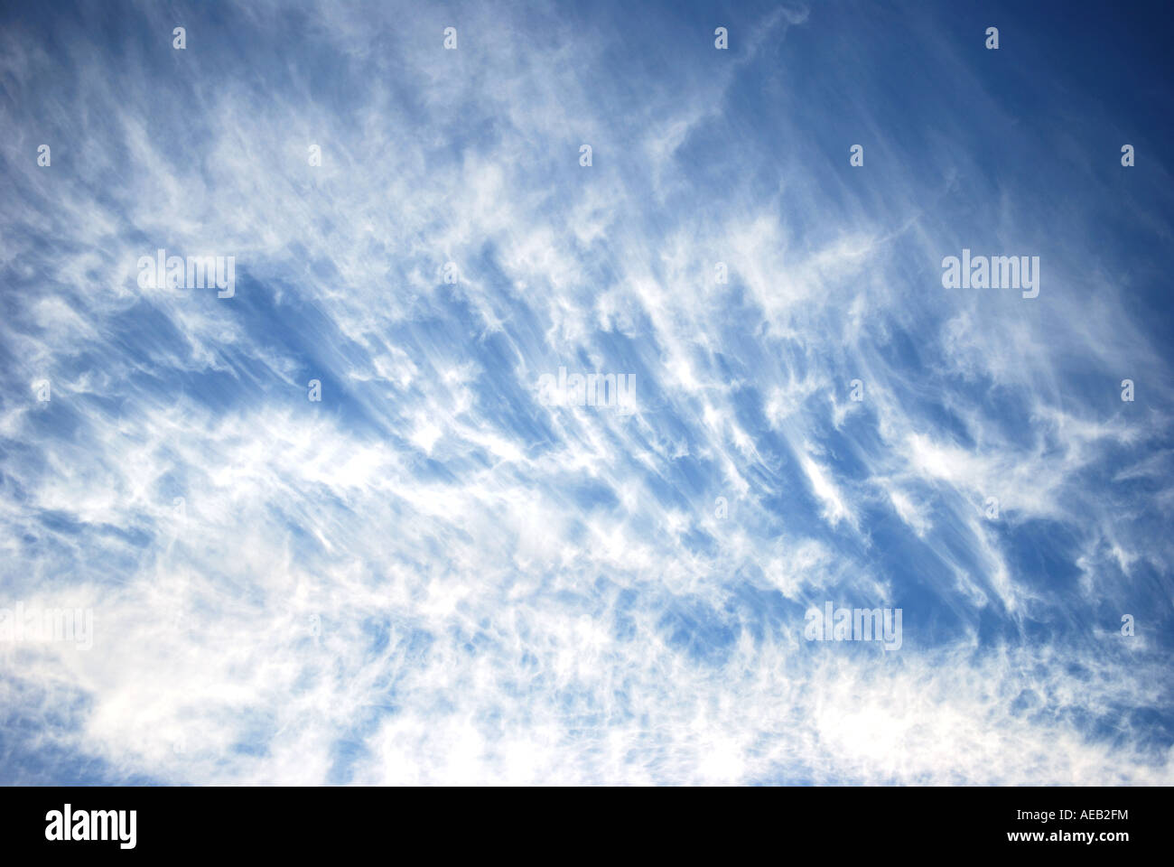 Cirrus nuvole contro cielo blu, Berkshire, Inghilterra, Regno Unito Foto Stock