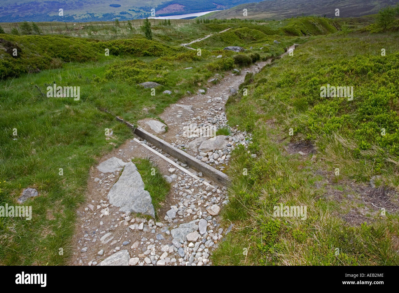 Canale di drenaggio sul sentiero Ben Lawers Riserva Naturale Scozia Scotland Foto Stock