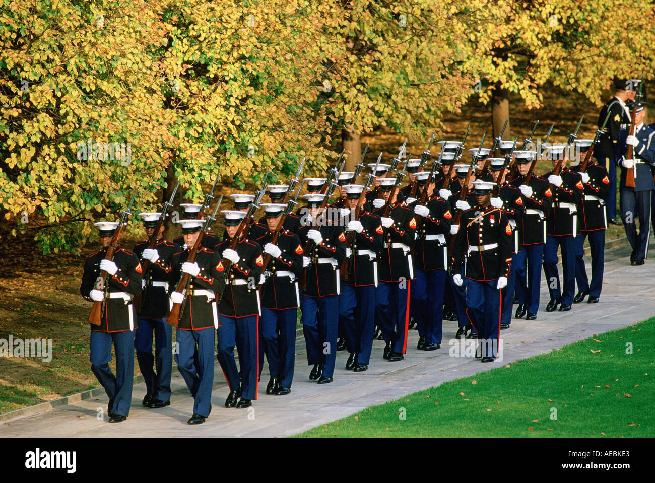 Militari USA presso il Cimitero Nazionale di Arlington a Washington DC, Stati Uniti d'America Foto Stock