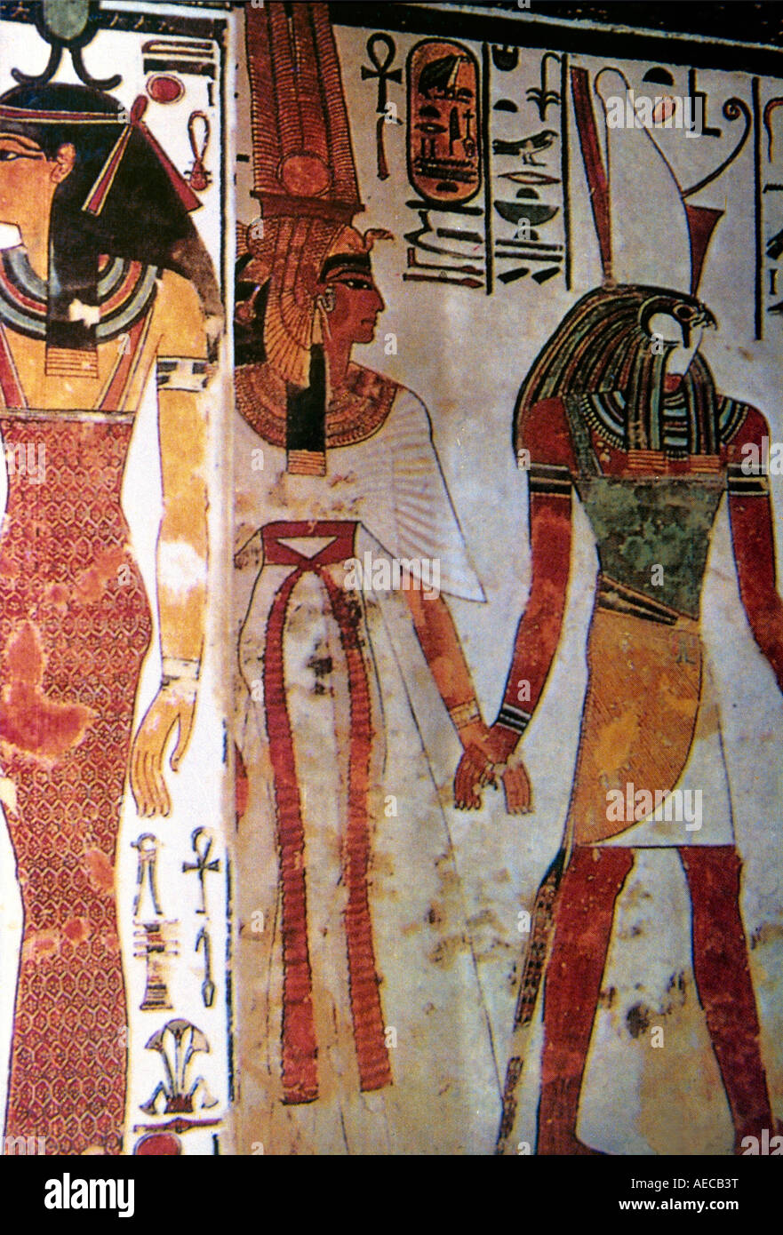 Valle delle Regine Luxor Egitto Nefetari & Horus Foto Stock