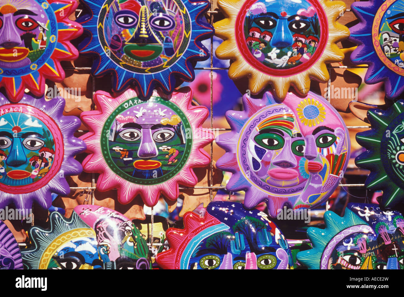 Ceramica suns fornitori in stallo in zocalo Oaxaca Messico Foto Stock