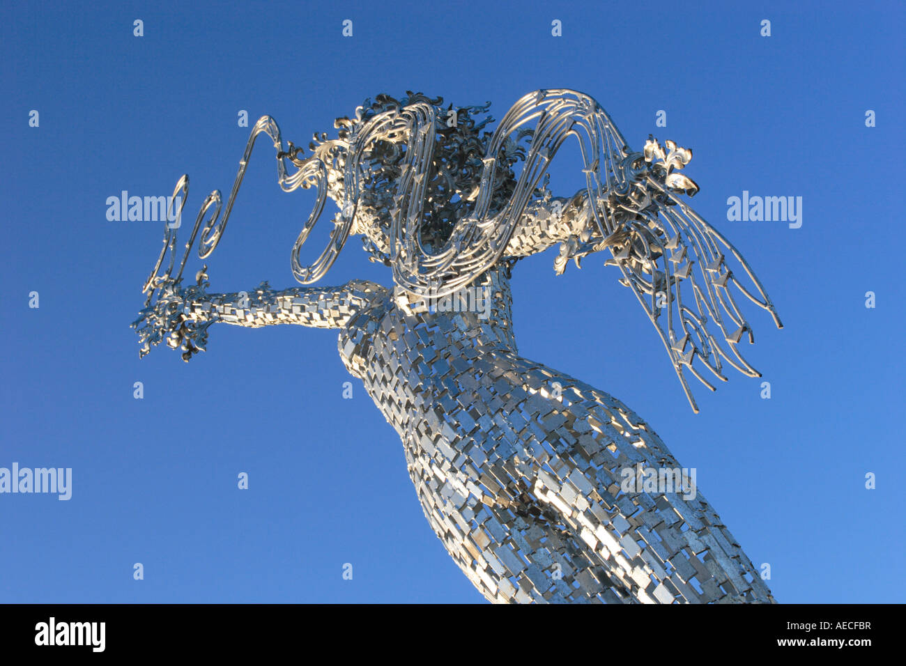 River Spirit, scultura da Andy Scott Collylands rotonda, Clackmannanshire. Foto Stock