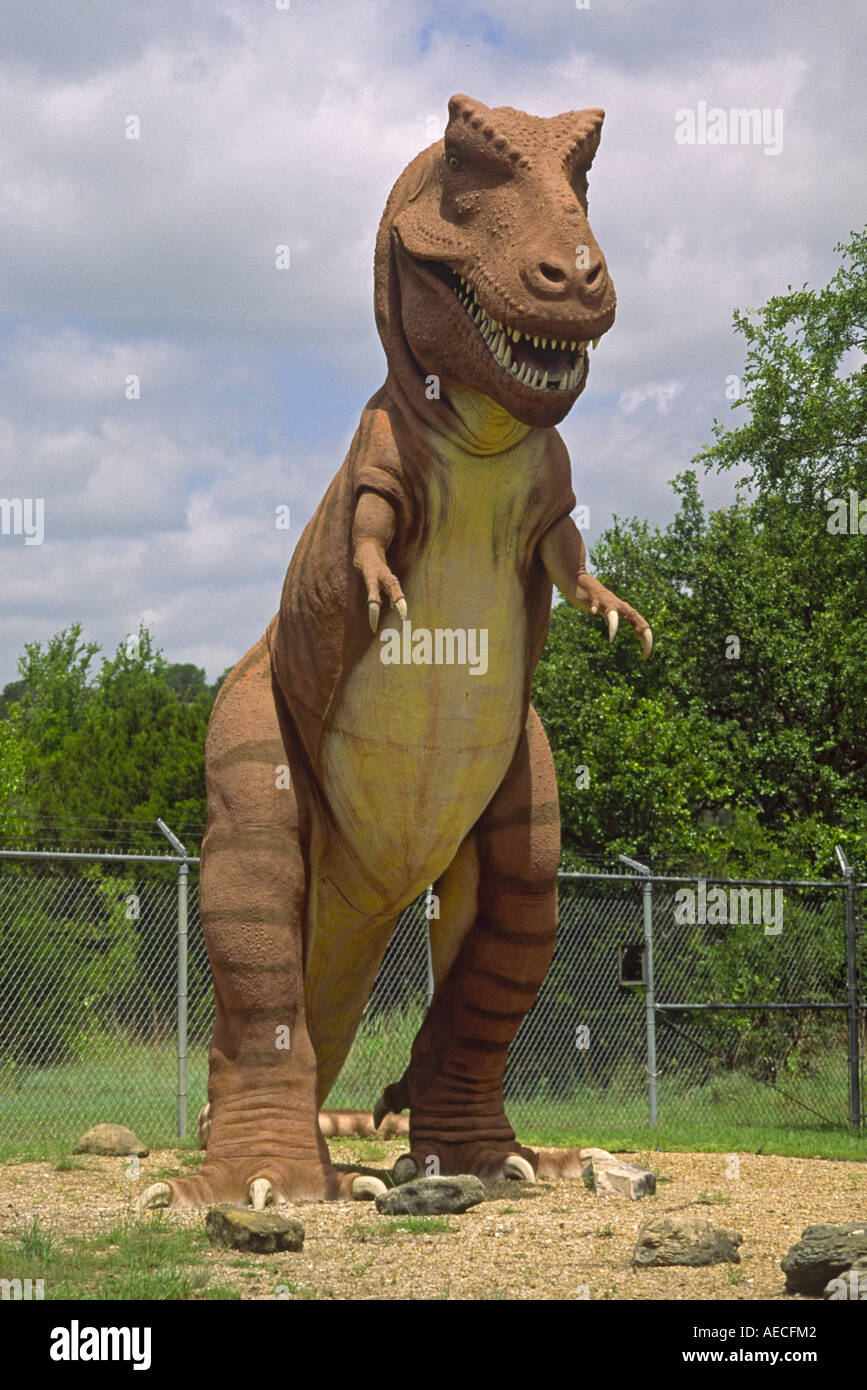 Tyrannosaurus Rex, modello in fibra di vetro a Dinosaur Valley State Park, Texas, Stati Uniti d'America Foto Stock