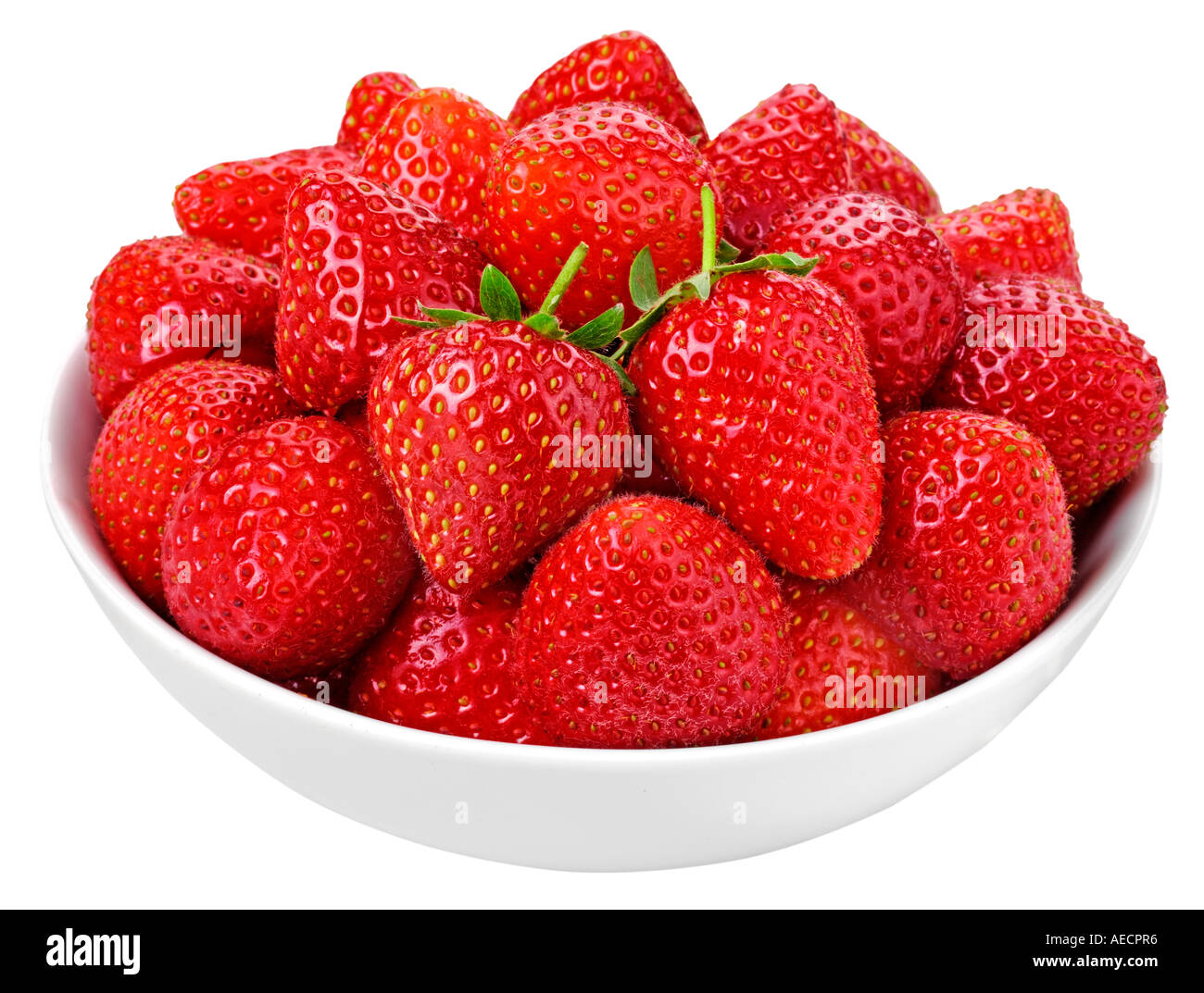 Coppa di fragole tagliate Foto Stock