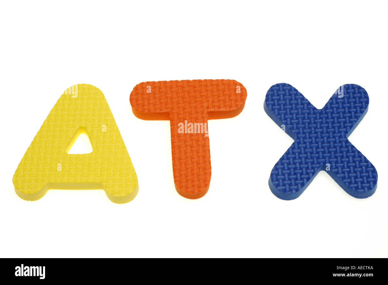 Lettere colorate, ATX Foto Stock
