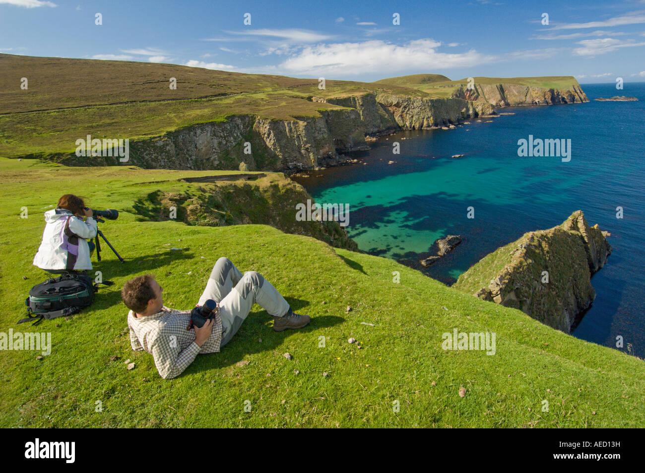 Northern cliff, Fair Isle, Shetland, Regno Unito Foto Stock