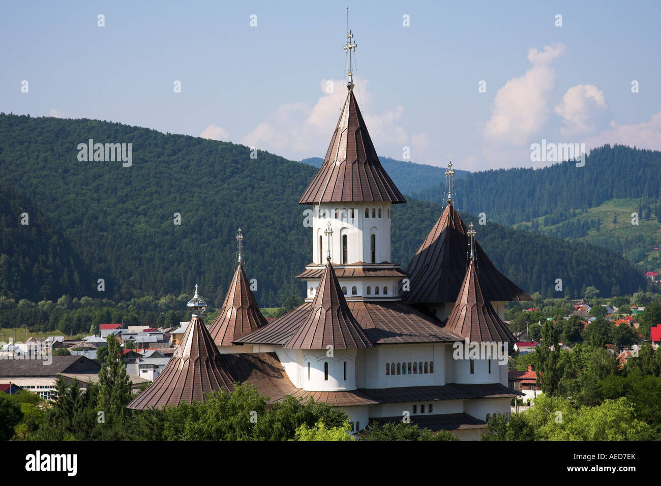 La cattedrale, Gura Humorului, Bucovina, Moldavia, Romania Foto Stock