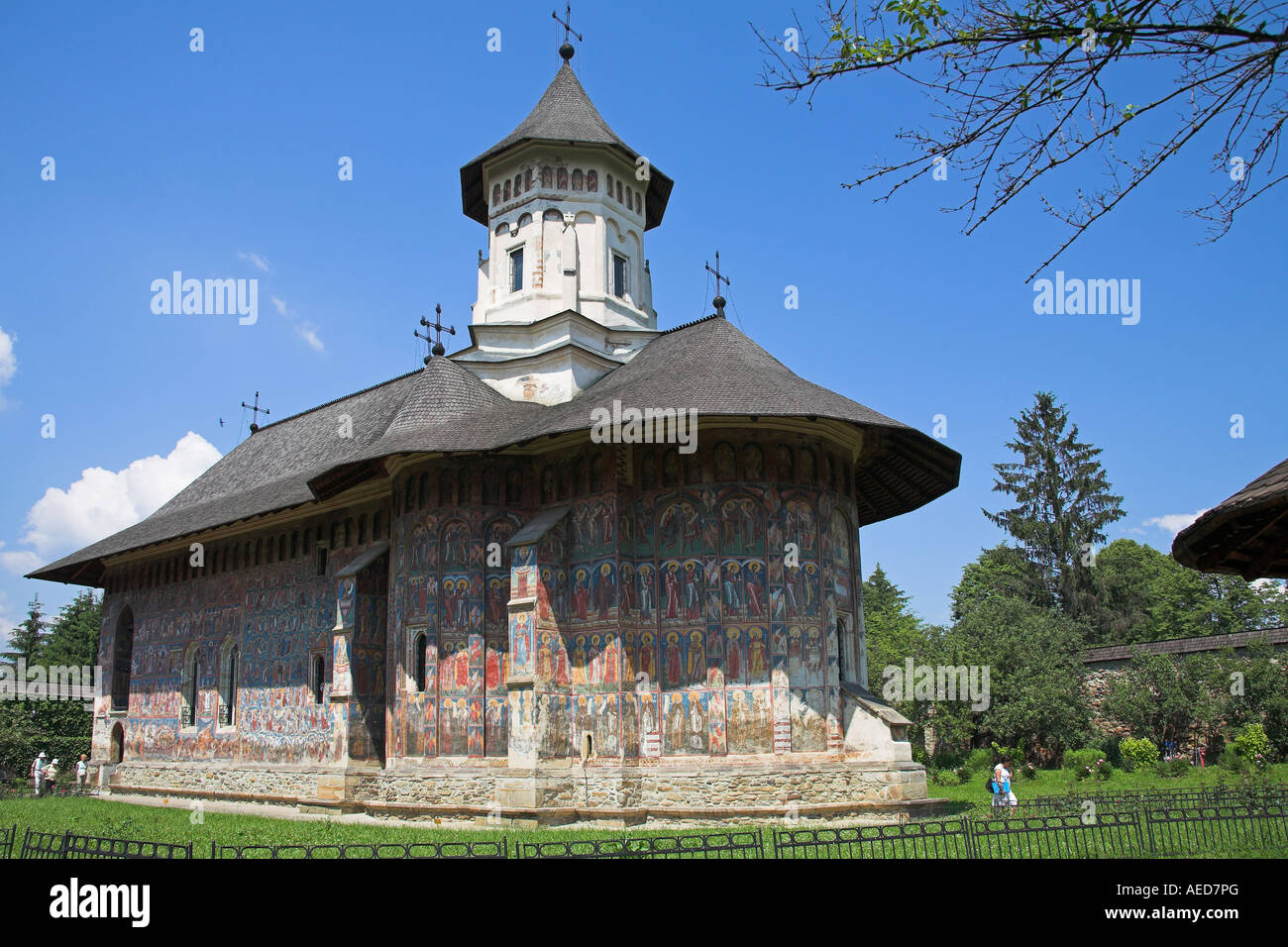 Chiesa dell'Annunciazione, Moldovita Monastero Moldovita, Bucovina, Moldavia, Romania Foto Stock
