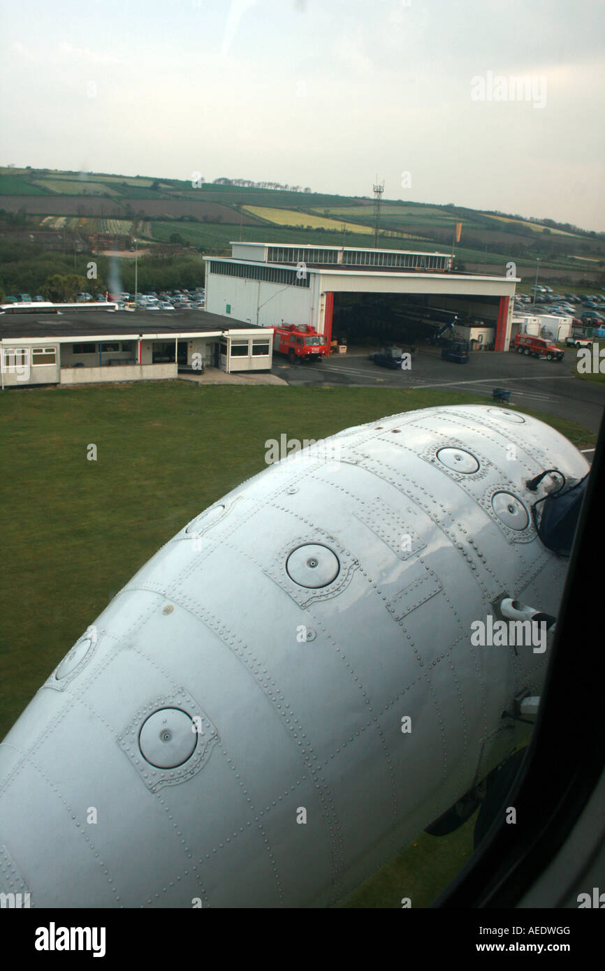 Vista da un elicottero di decollare da St Ives airport Foto Stock