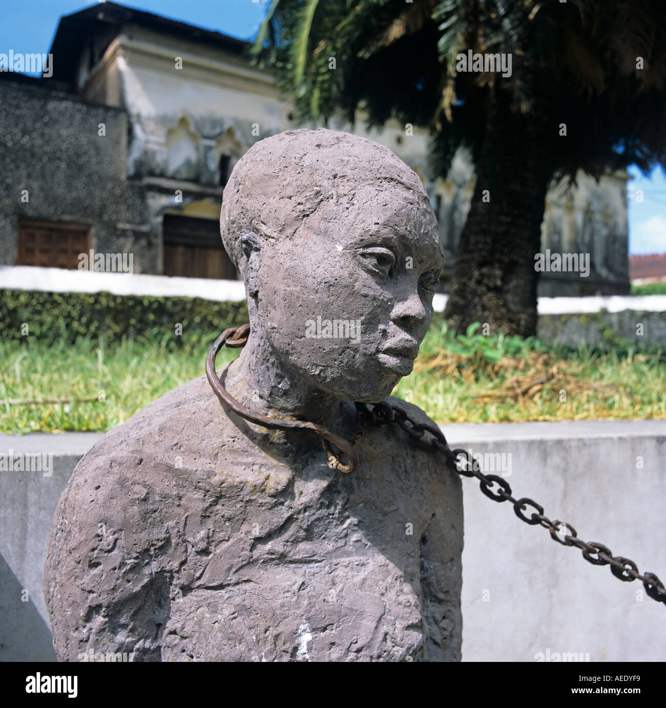 Monumento Slave vecchio mercato di schiavi Stonetown Zanzibar Africa orientale Foto Stock