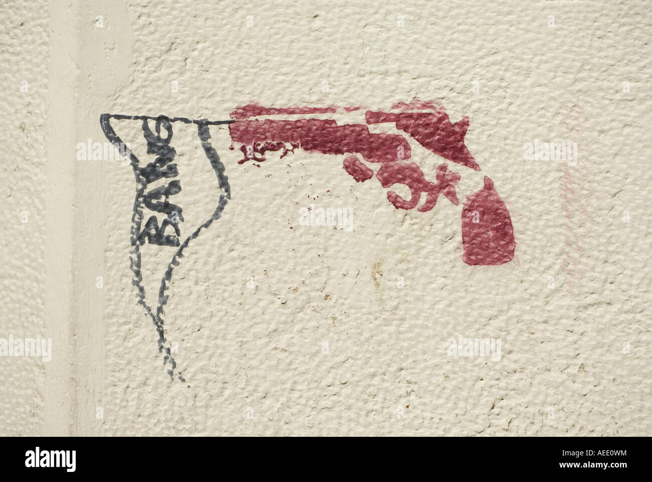 Stampata di graffiti su un muro a Santiago del Cile. Foto Stock