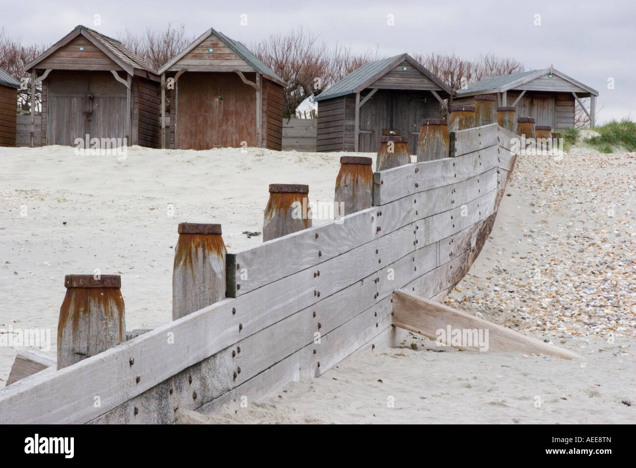 Pennelli e cabine in West Witterring West Sussex Foto Stock