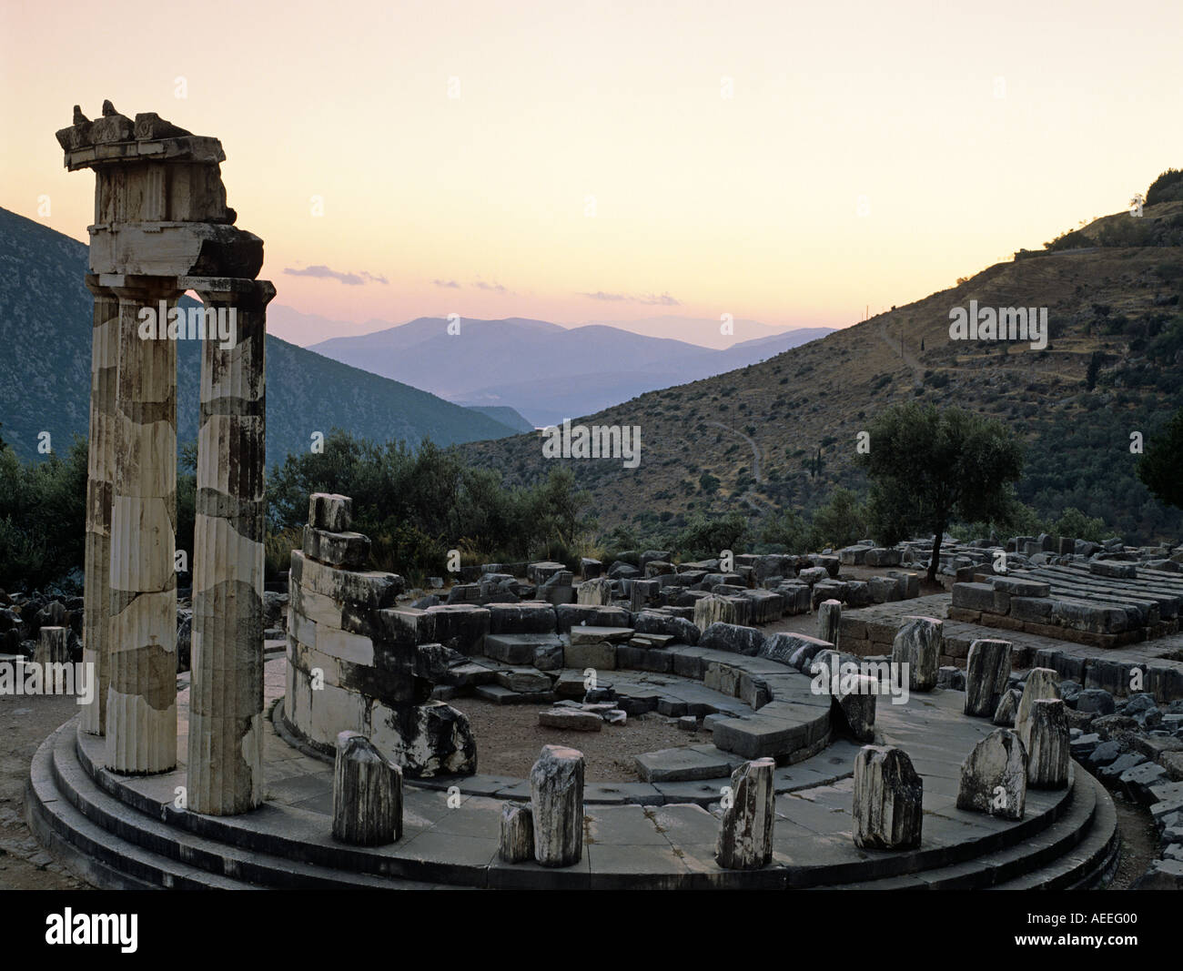 La tholos Delphi Grecia Hellas Foto Stock
