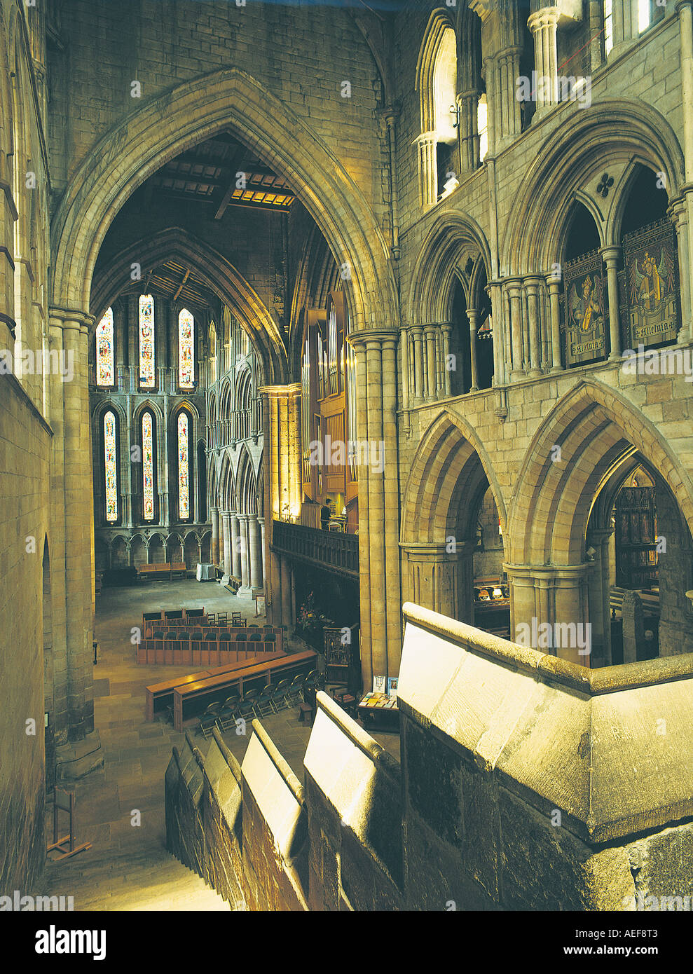 Interior shot di Hexham Abbey, Northumberland Foto Stock