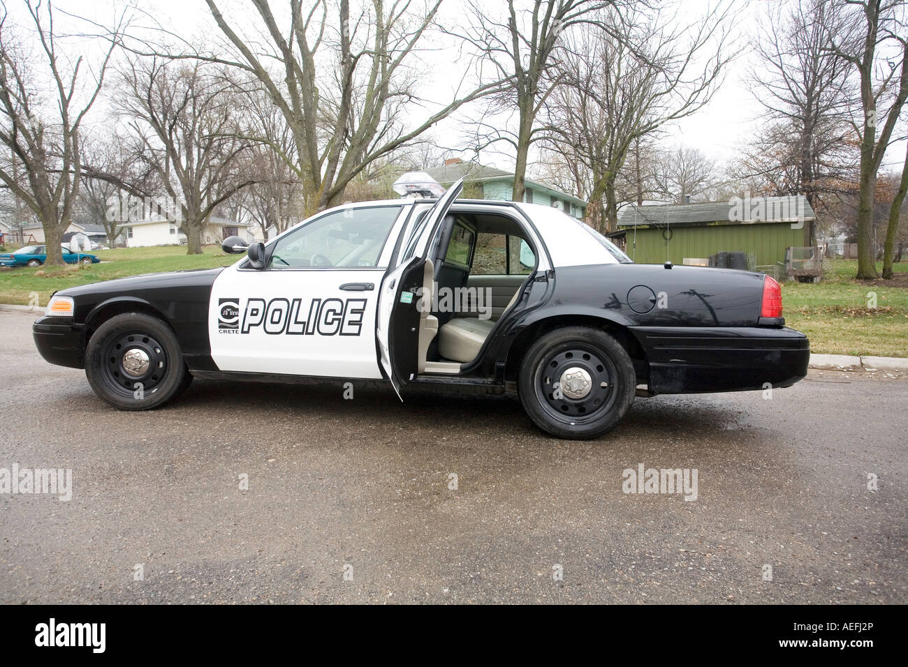 Ford Crown Victoria Police Interceptor veicolo polizia Creta Dipartimento di polizia negli Stati Uniti Nebraska Foto Stock