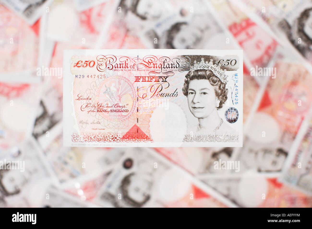Cinquanta Pound sterling note Foto Stock