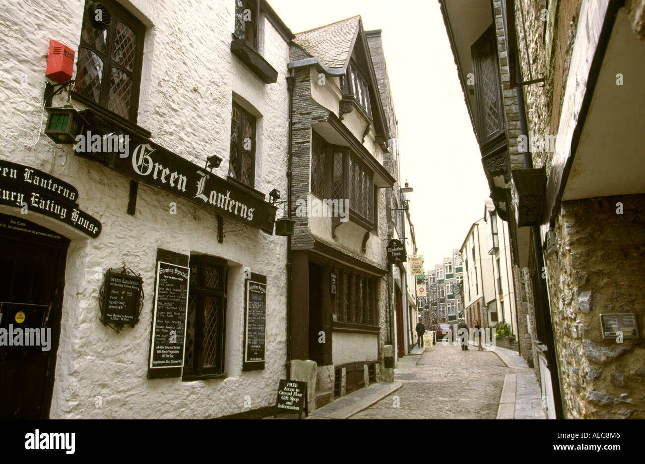 Regno Unito Inghilterra Devon Plymouth Elizabethan House esterno in stretta corsia medievale Foto Stock