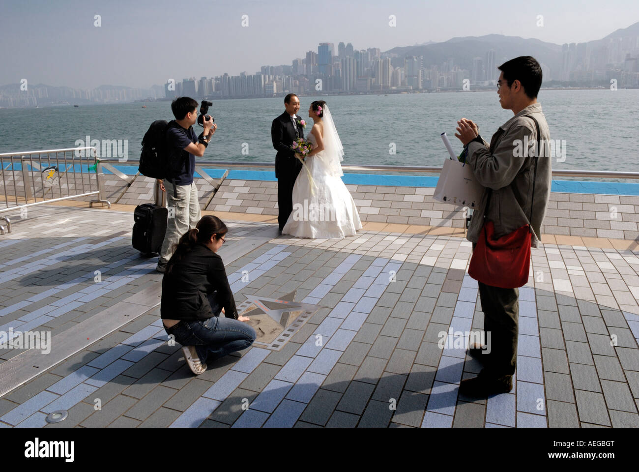 Fotografo Matrimonio al Viale delle Stelle a Kowloon Foto Stock