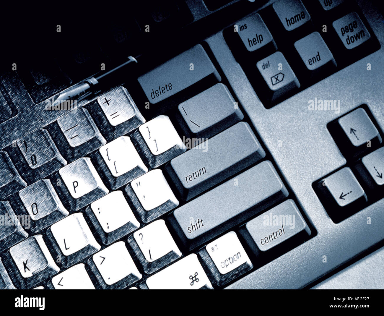 Office bianco nero b w i tasti della tastiera con la tecnologia di input computer varie texture di sfondo Foto Stock