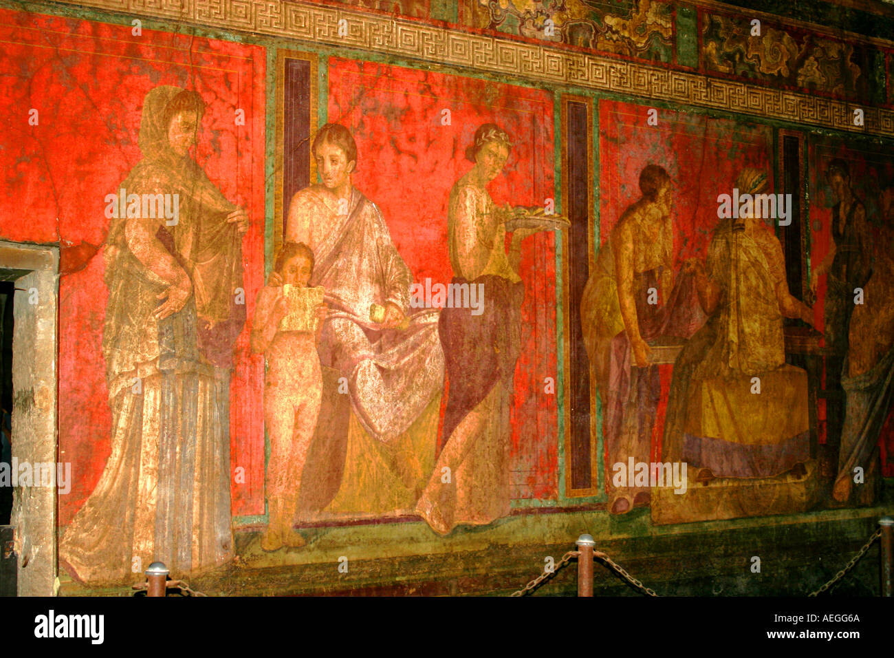 Pittura murale a Villa dei Misteri Pompei Scavi Italia Foto Stock