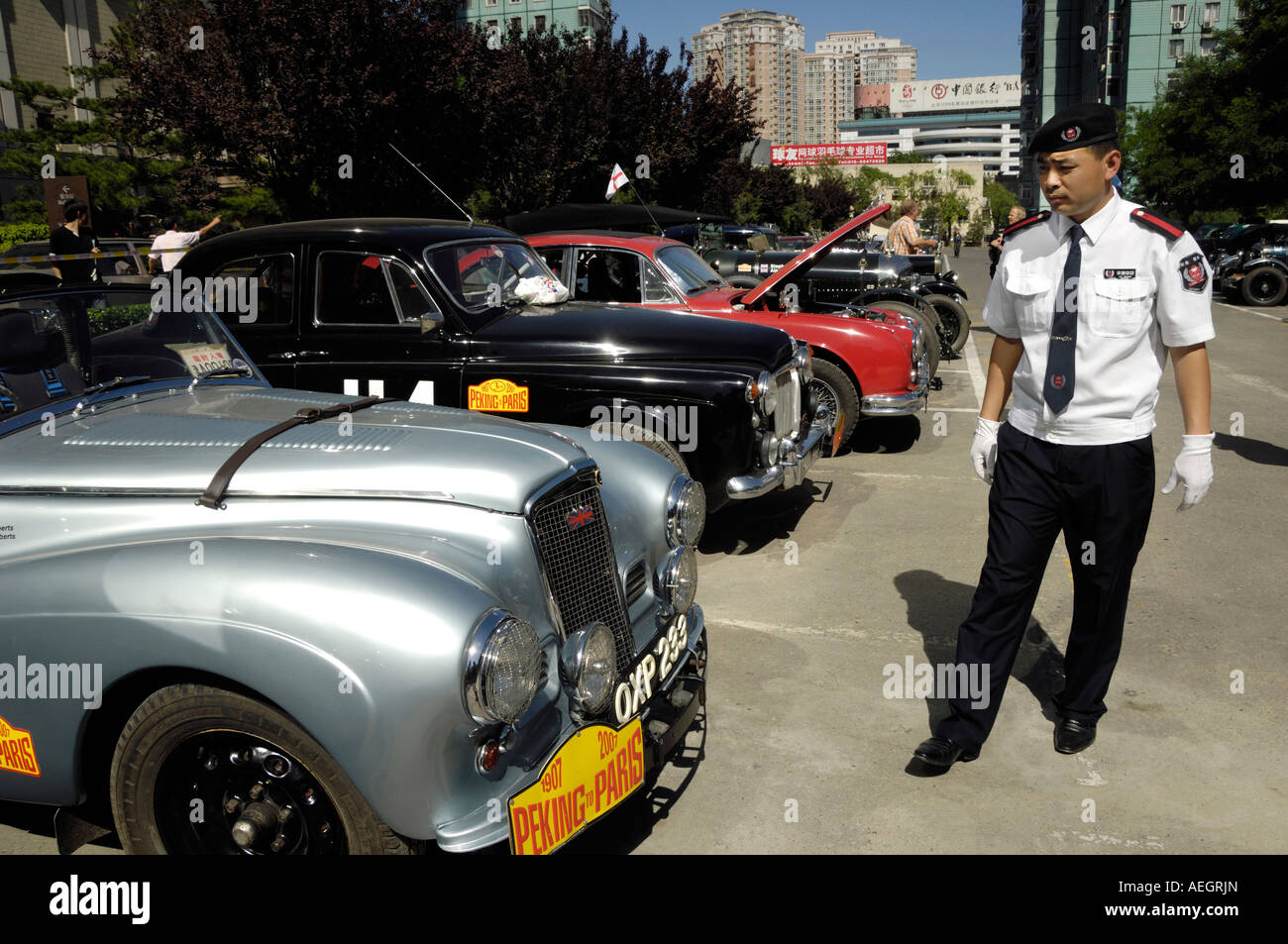 Auto d'epoca durante la riesecuzione del 1907 Pechino a Parigi nel rally di Pechino Cina 25 maggio 2007 Foto Stock