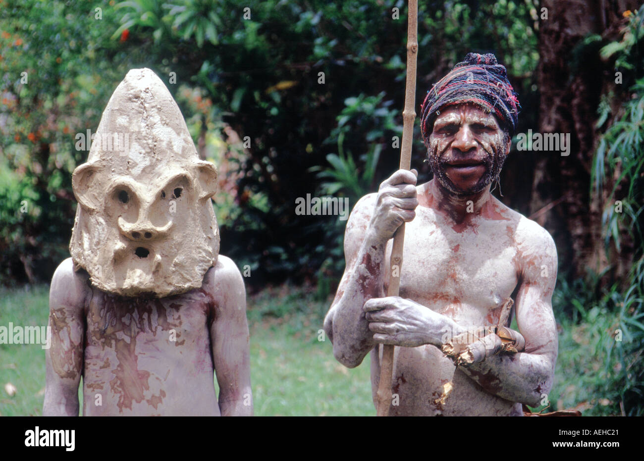 Uomini della tribù Mudmen vicino a Goroka nelle Highlands di Papua Nuova Guinea Foto Stock