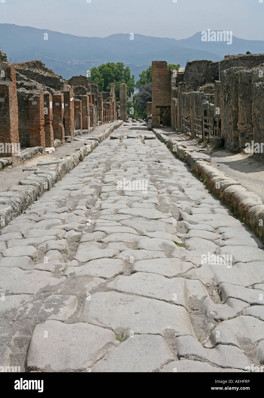 Pompei rovinato strade lastricate con pietre Campania Italia Foto Stock