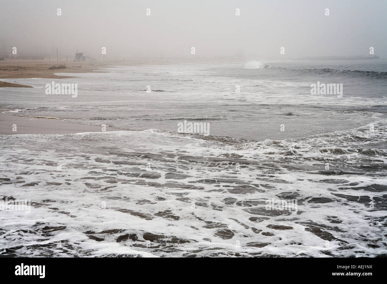 La nebbia tempesta estiva in Playa del Rey, Los Angeles County, California USA Foto Stock