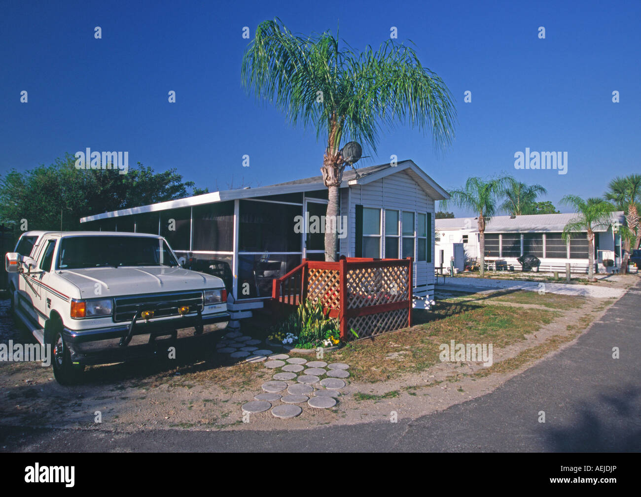 Mobile home in un rimorchio RV park in Florida USA Foto Stock