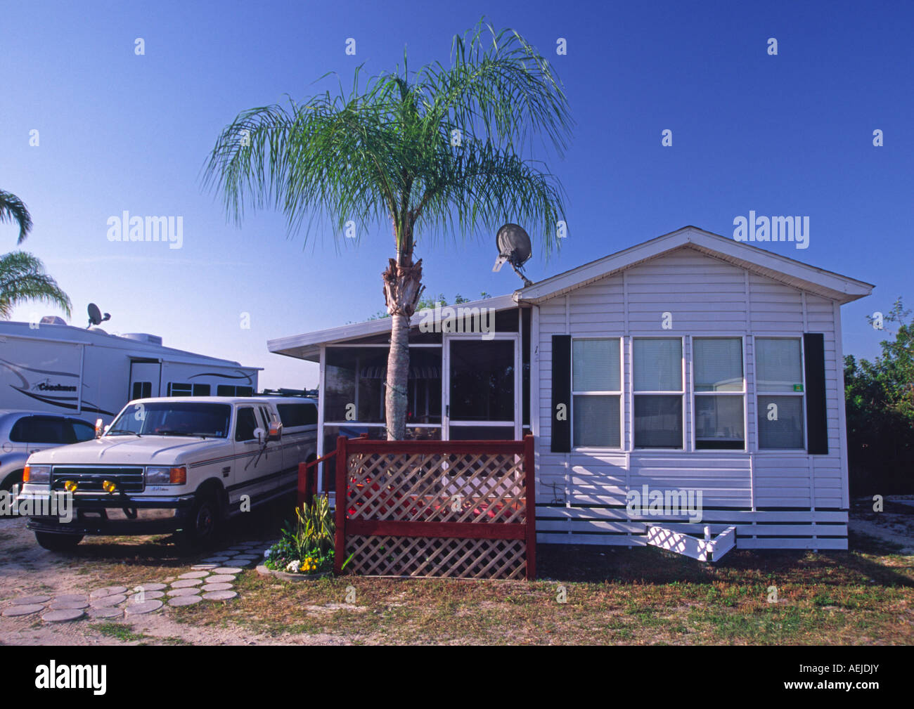 Florida mobile home in un rimorchio parcheggio camper usa Foto Stock