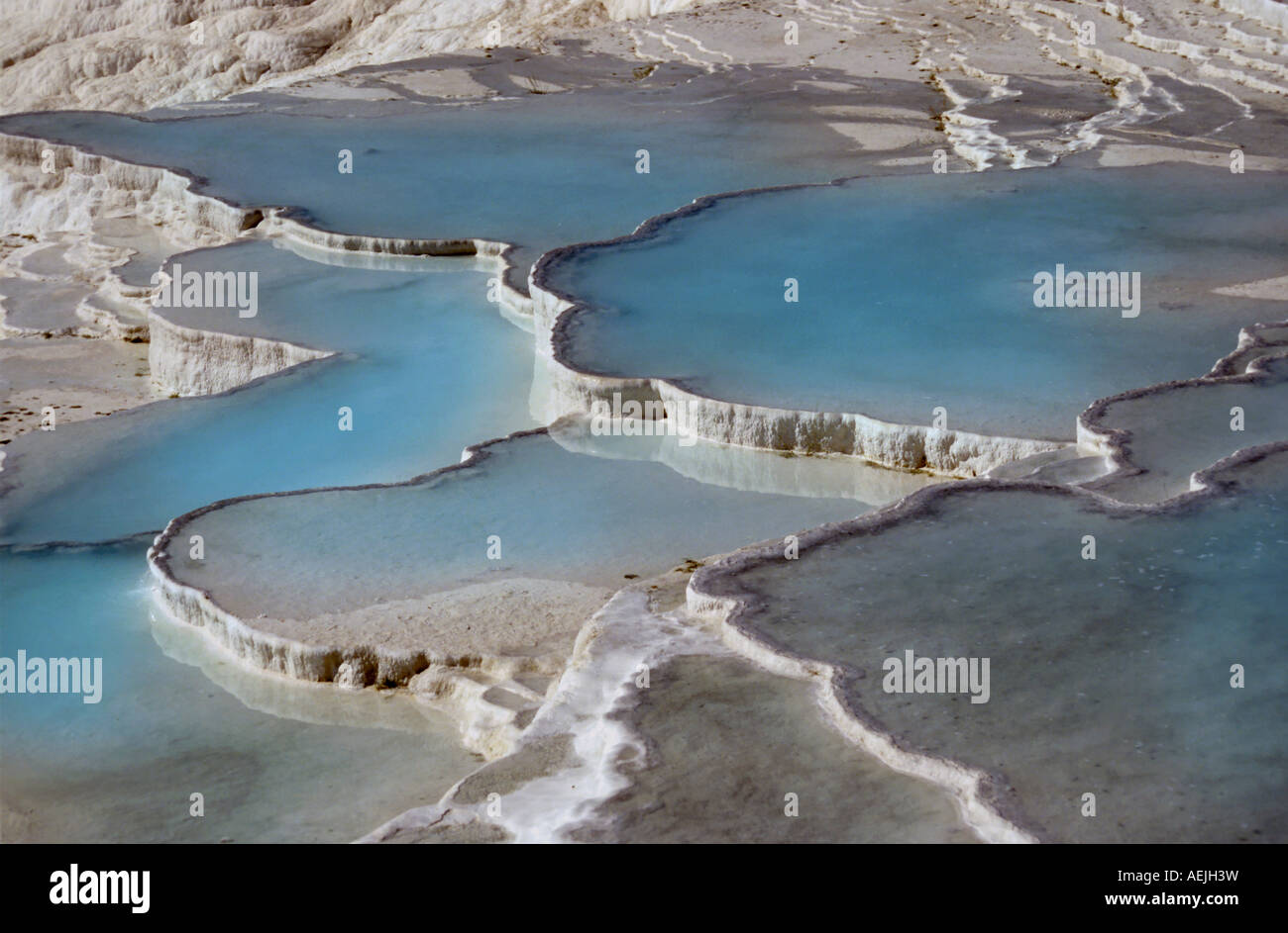 Calc-terrazze agglomerato di Pamukkale, il Mediterraneo, la Turchia. Foto Stock