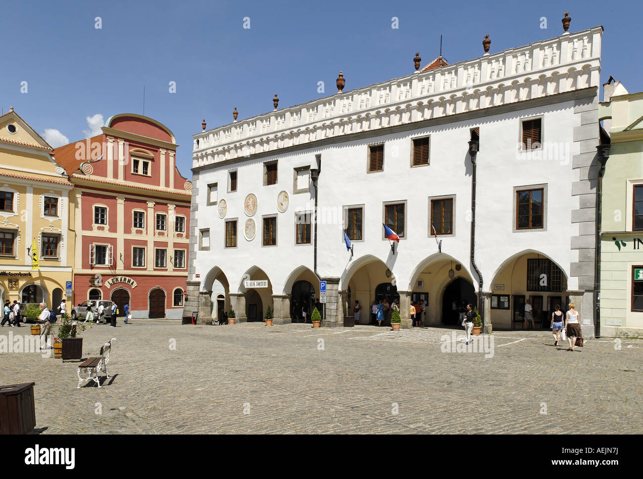 Il centro storico di Cesky Krumlov, Bohemia Repubblica Ceca Foto Stock