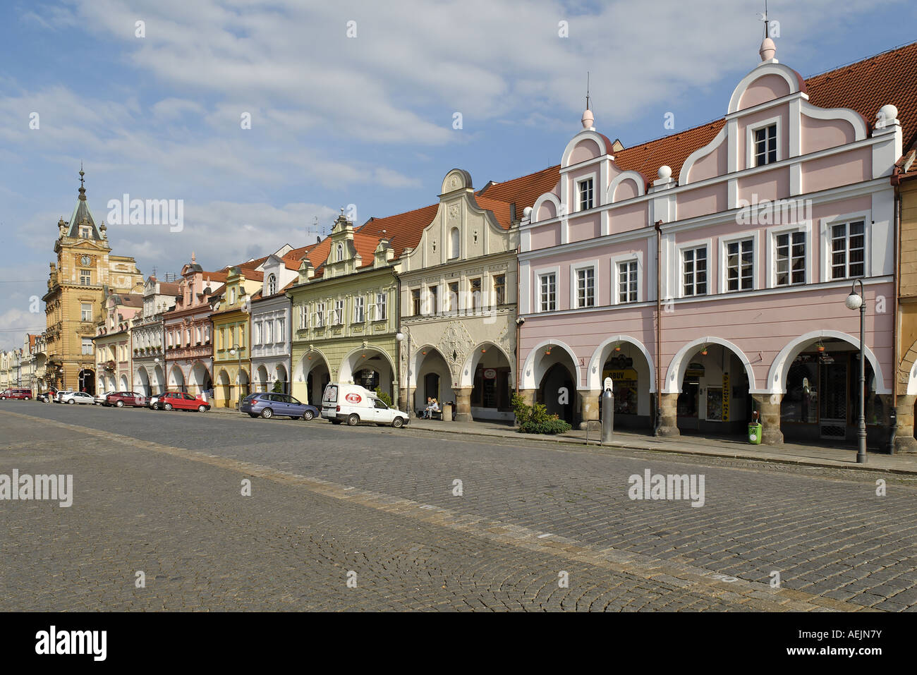 Il centro storico di Domazlice, Bohemia Repubblica Ceca Foto Stock