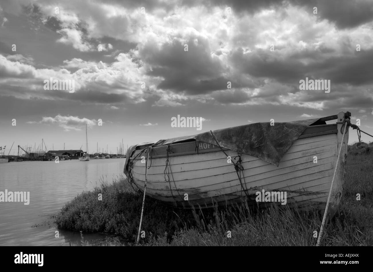 Coperta in legno barca a remi Foto Stock