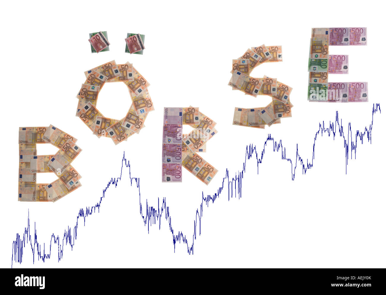 Boerse/stock exchange, scritto con banconote Foto Stock