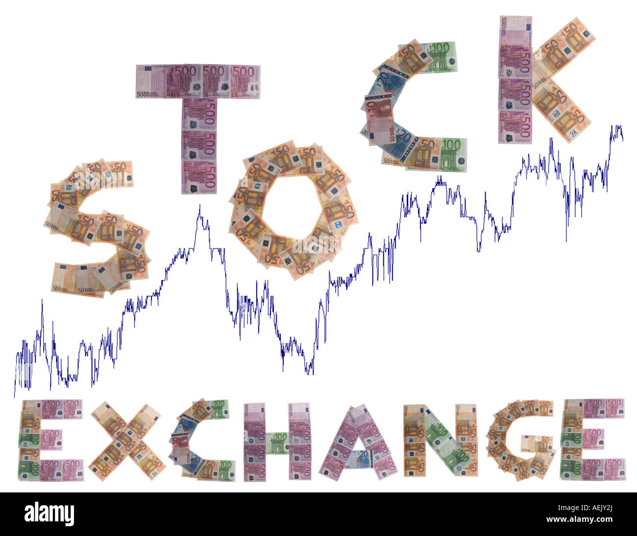 Borsa, scritto con banconote Foto Stock