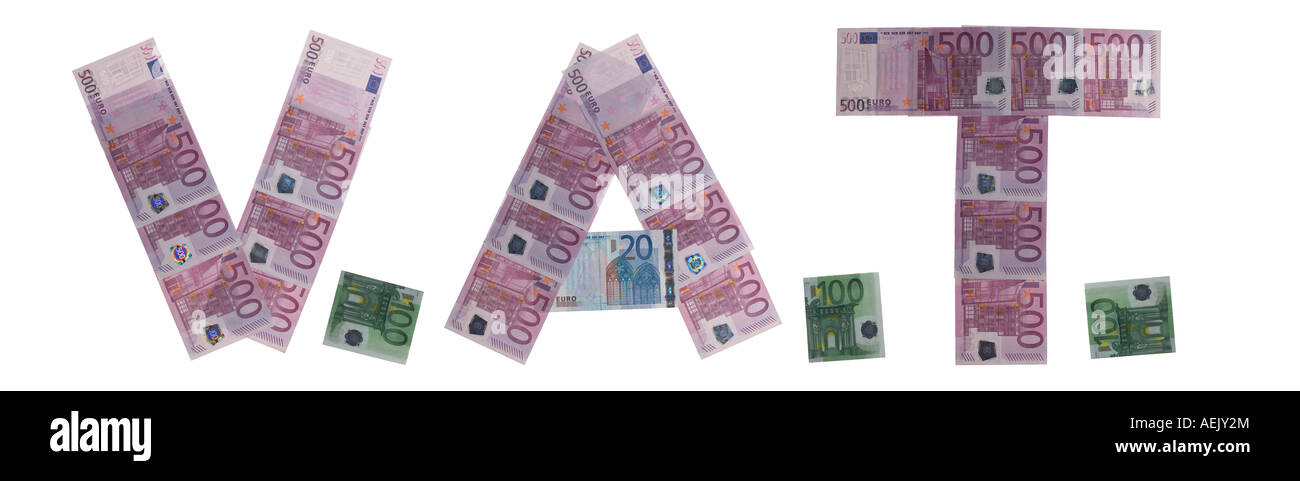 V.A.T., scritto con banconote Foto Stock
