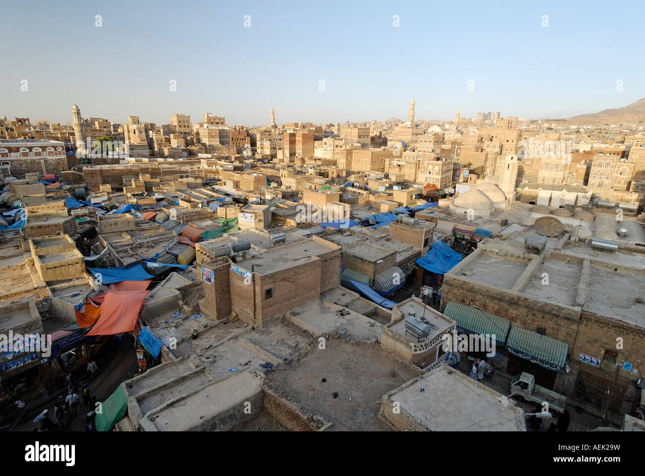 Vista su Sanaa, Sana'a, Yemen Foto Stock