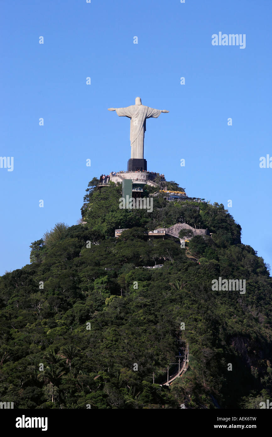 Corcovado Cristo Redentore di Rio de Janeiro in Brasile Foto Stock