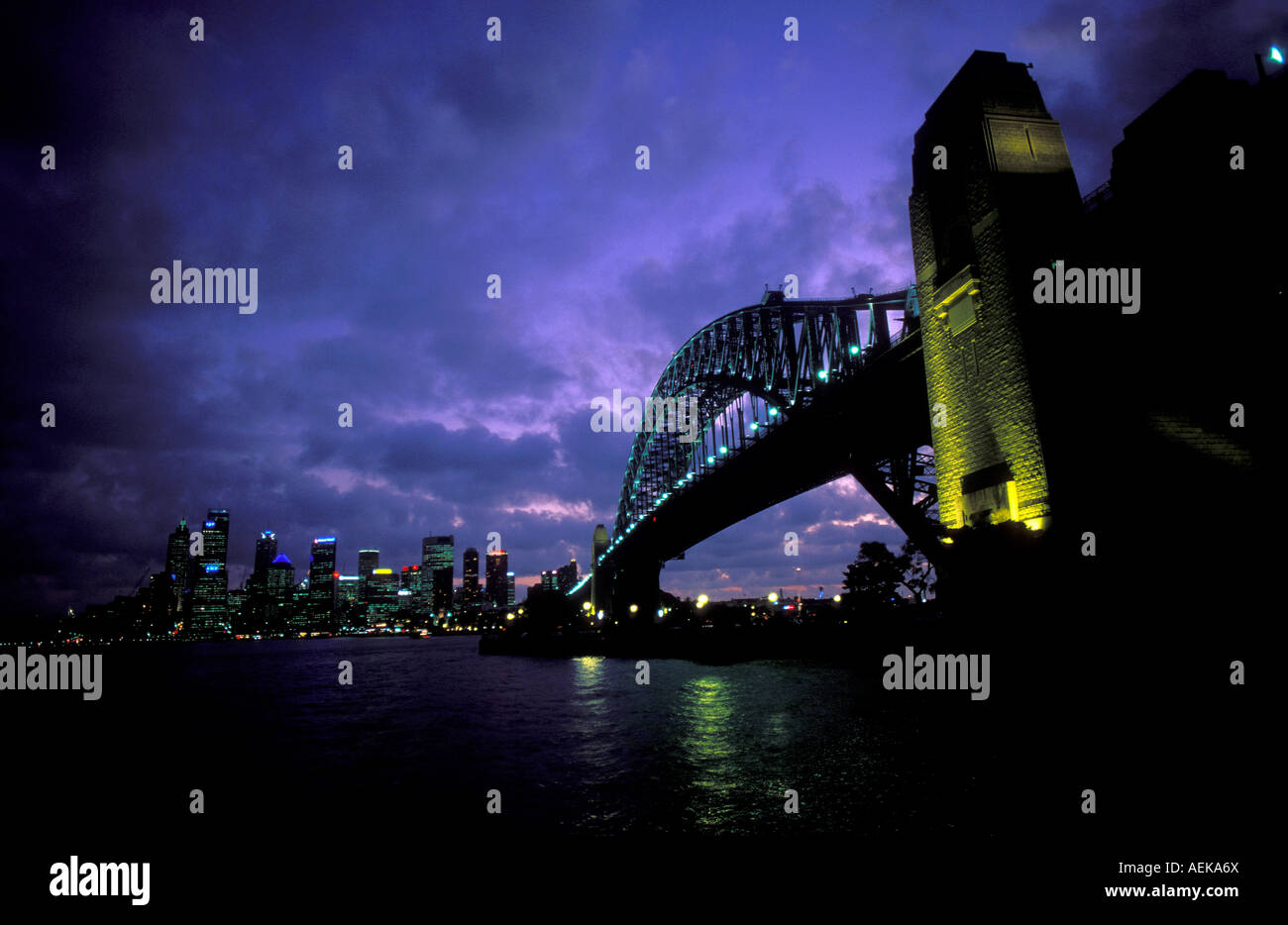 Harbour Bridge di notte Sydney Australia Foto Stock