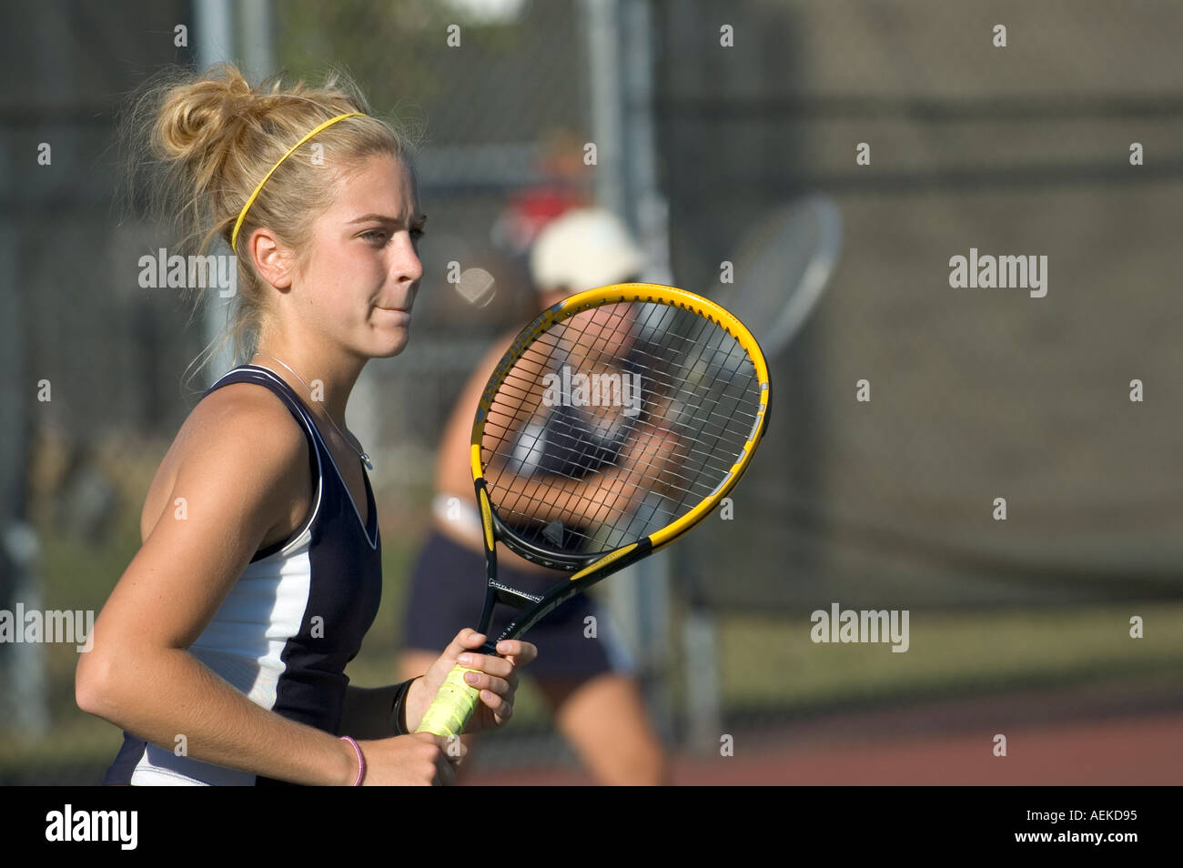 Alta scuola match di tennis Foto Stock