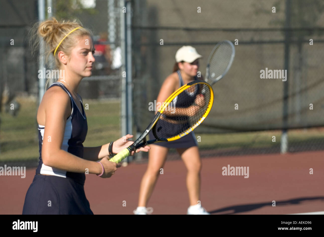 Alta scuola match di tennis Foto Stock