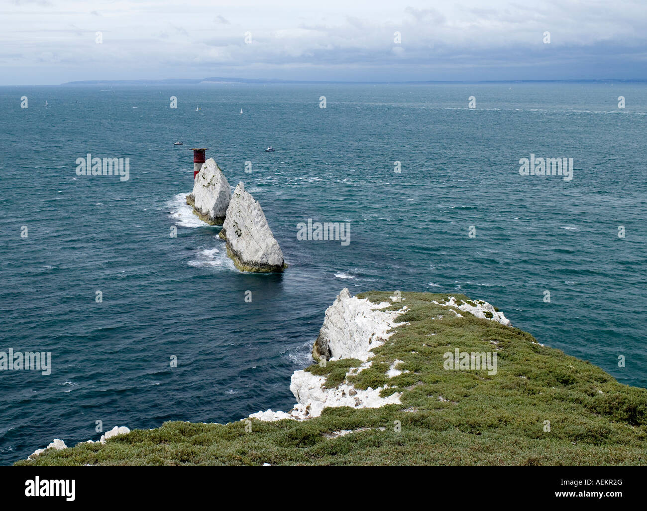 Vista di aghi, Isola di Wight Foto Stock