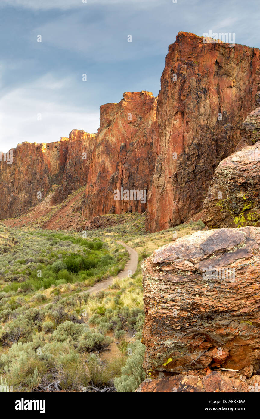 La strada attraverso High Rock Canyon Black Rock Desert National Conservation Area Nevada Foto Stock