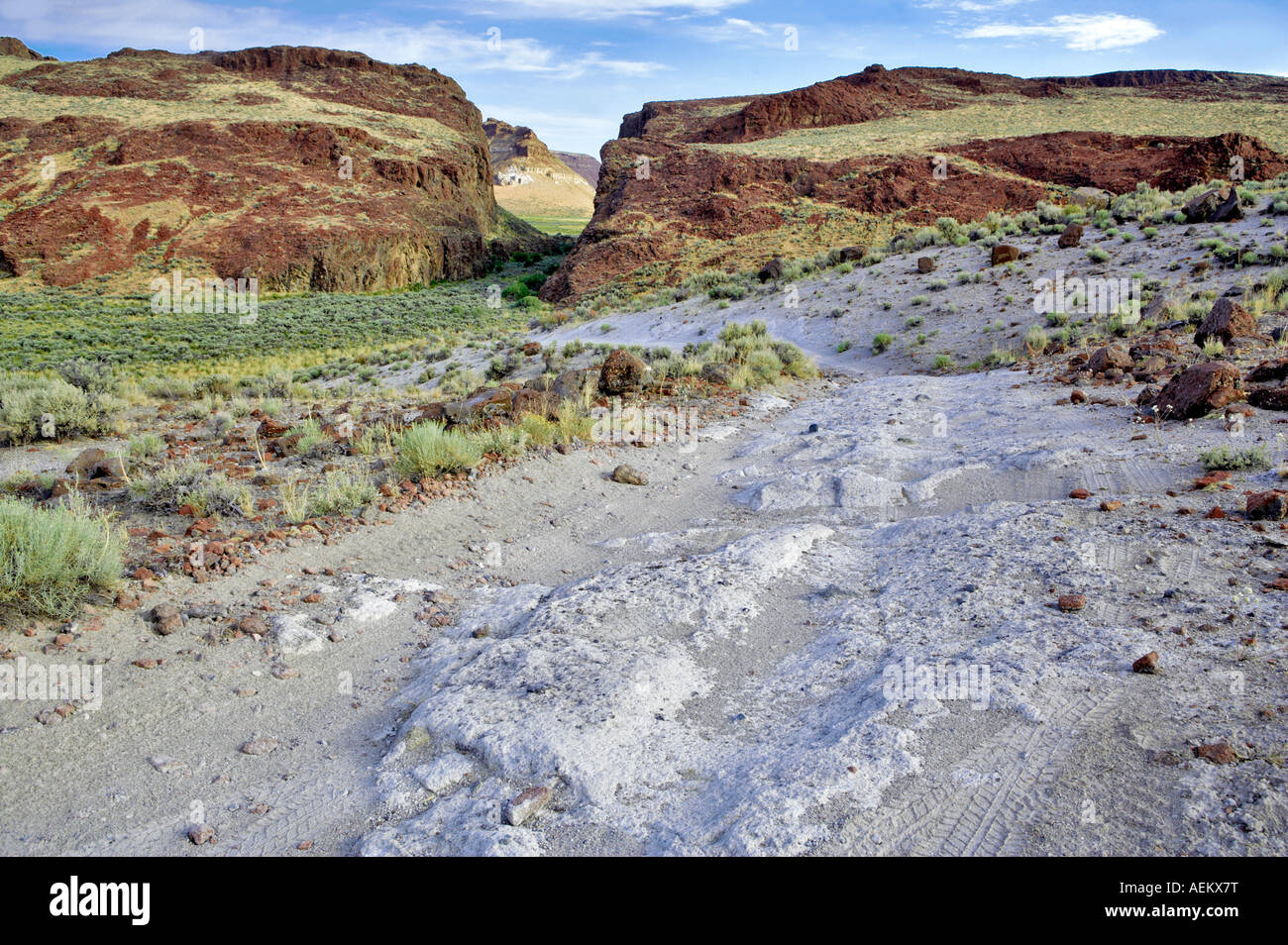 La trazione a quattro ruote motrici su strada attraverso High Rock Canyon Black Rock Desert National Conservation Area Nevada Foto Stock