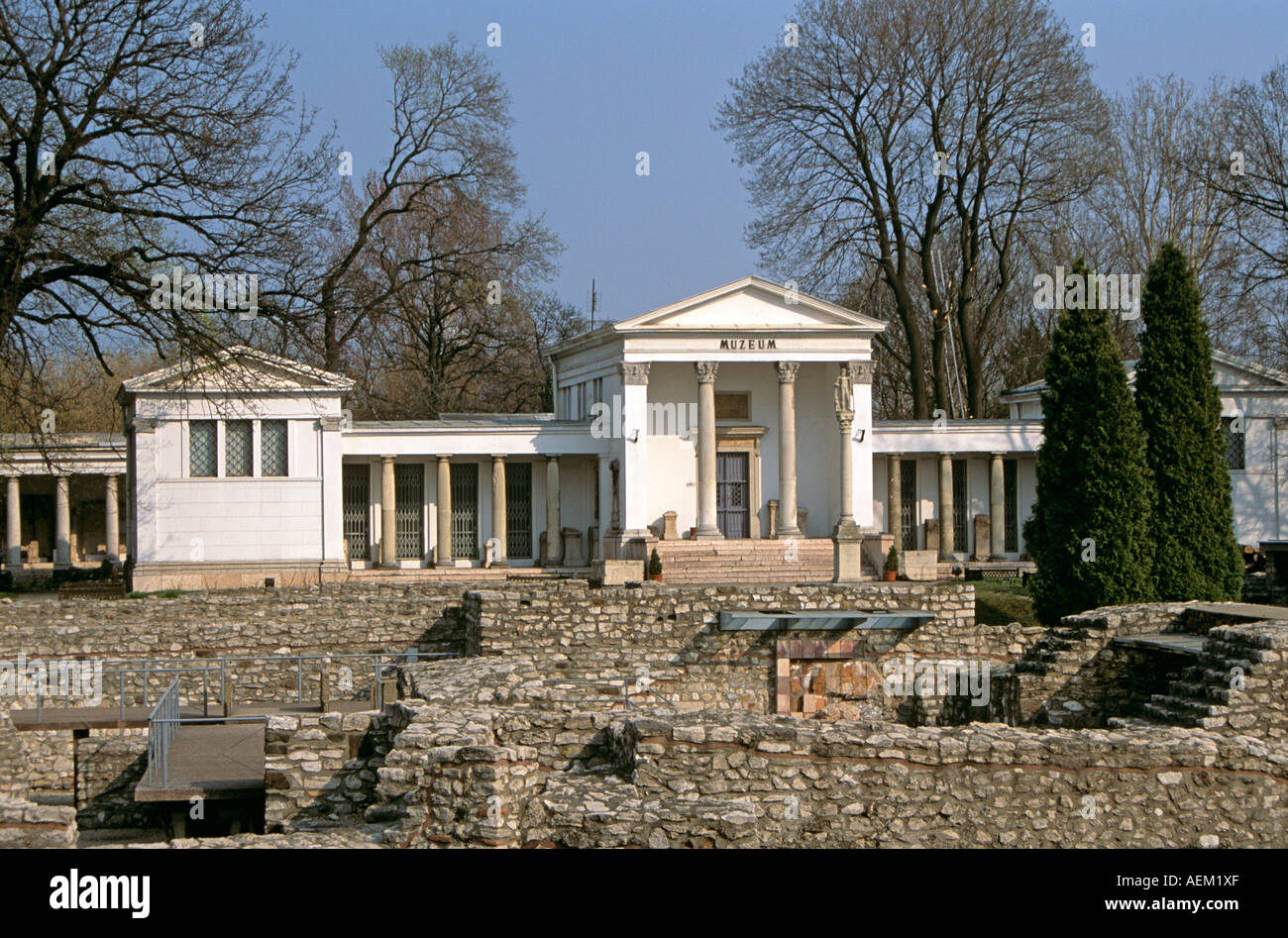 Resti della città romana di Aquincum, Obuda, vicino a Budapest, Ungheria Foto Stock