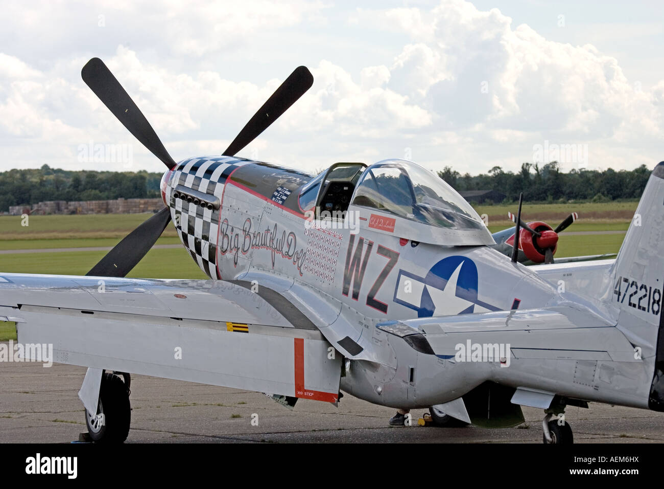 North American P51D Mustang degli aerei da caccia da guerra mondiale due velivoli di aviazione ripristinato Foto Stock